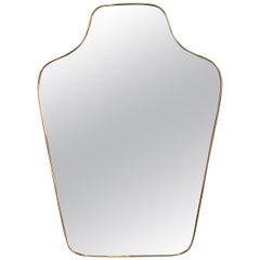 Vintage Italian Wall Mirror with Brass Plated Frame (circa 1960s)