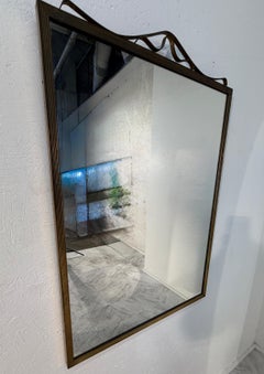 Vintage Italian Wall Mirror with Ornamental Metal Accent, 1970's
