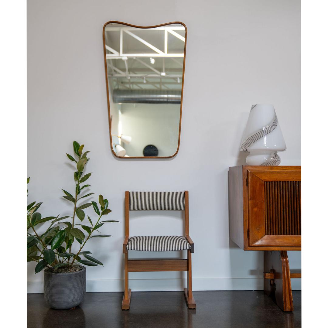 Mid-Century Modern Vintage Italian Wall Mirror with Solid Walnut Frame For Sale