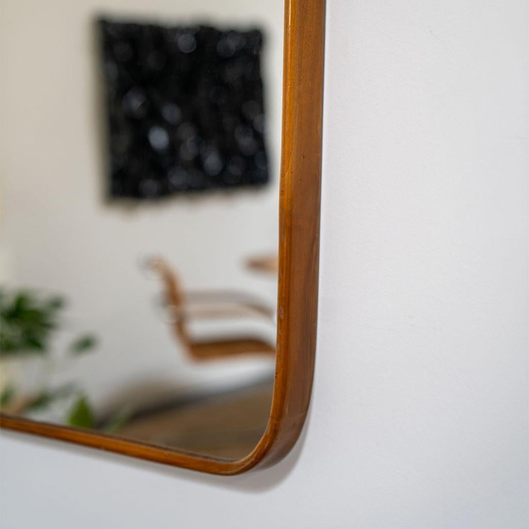 Vintage Italian Wall Mirror with Solid Walnut Frame In Good Condition For Sale In Dallas, TX