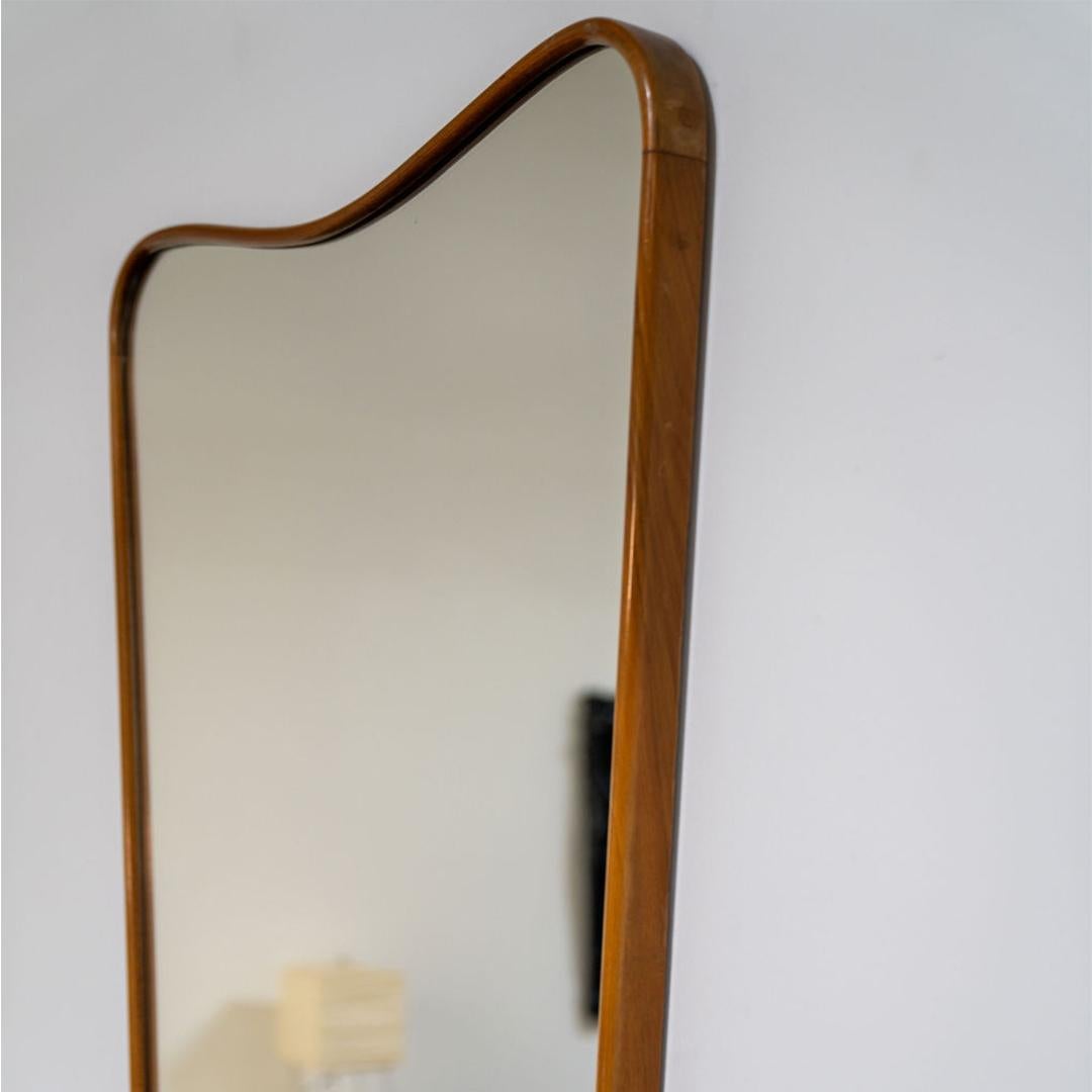 20th Century Vintage Italian Wall Mirror with Solid Walnut Frame For Sale