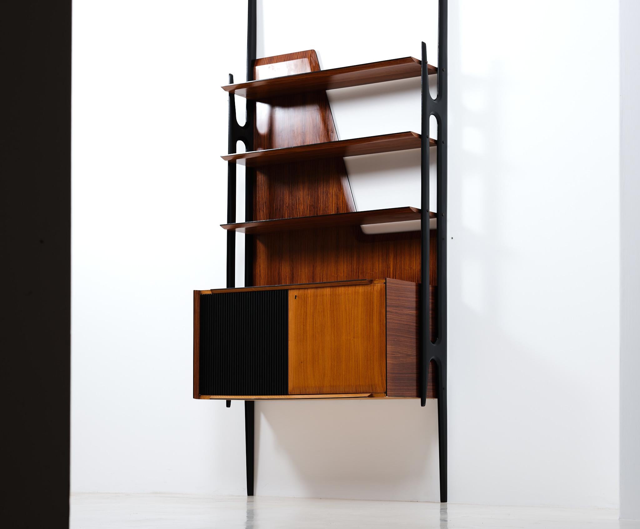 Mid-20th Century Vintage Italian Wall Unit by Dassi, 1950s Fully Restored For Sale