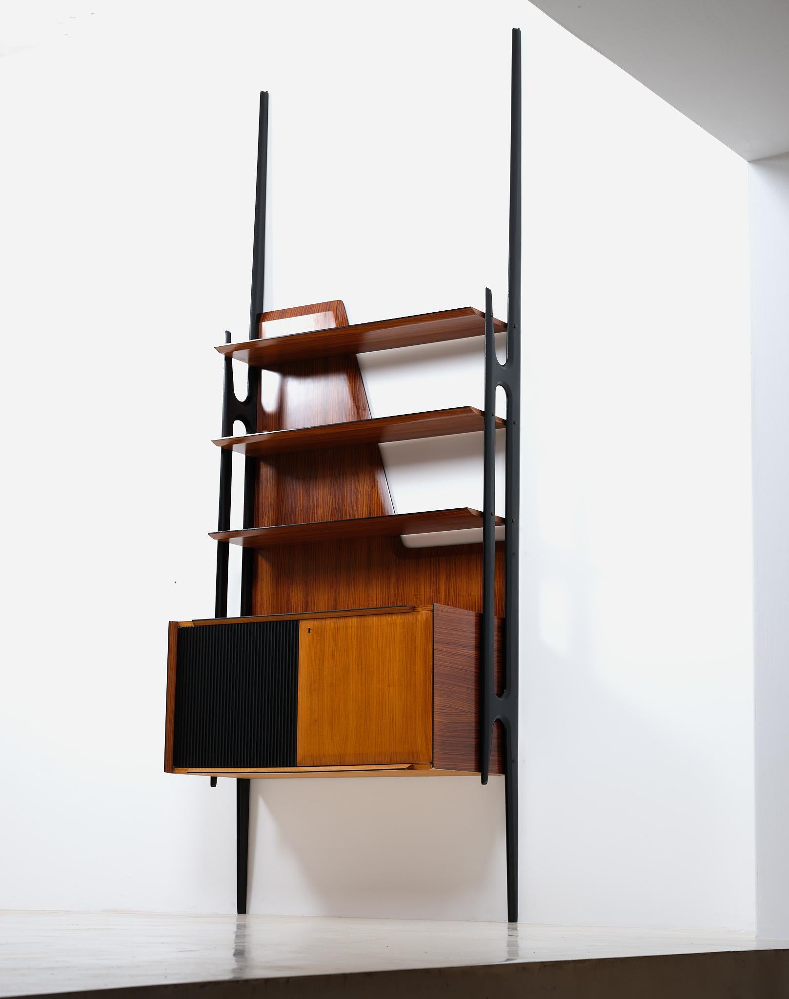 Wood Vintage Italian Wall Unit by Dassi, 1950s Fully Restored For Sale