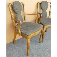 Vintage Italian Walnut Accent Dining Armchairs - Set of 2