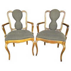 Fauteuils de salle à manger d'appoint en noyer d'Italie - Lot de 2
