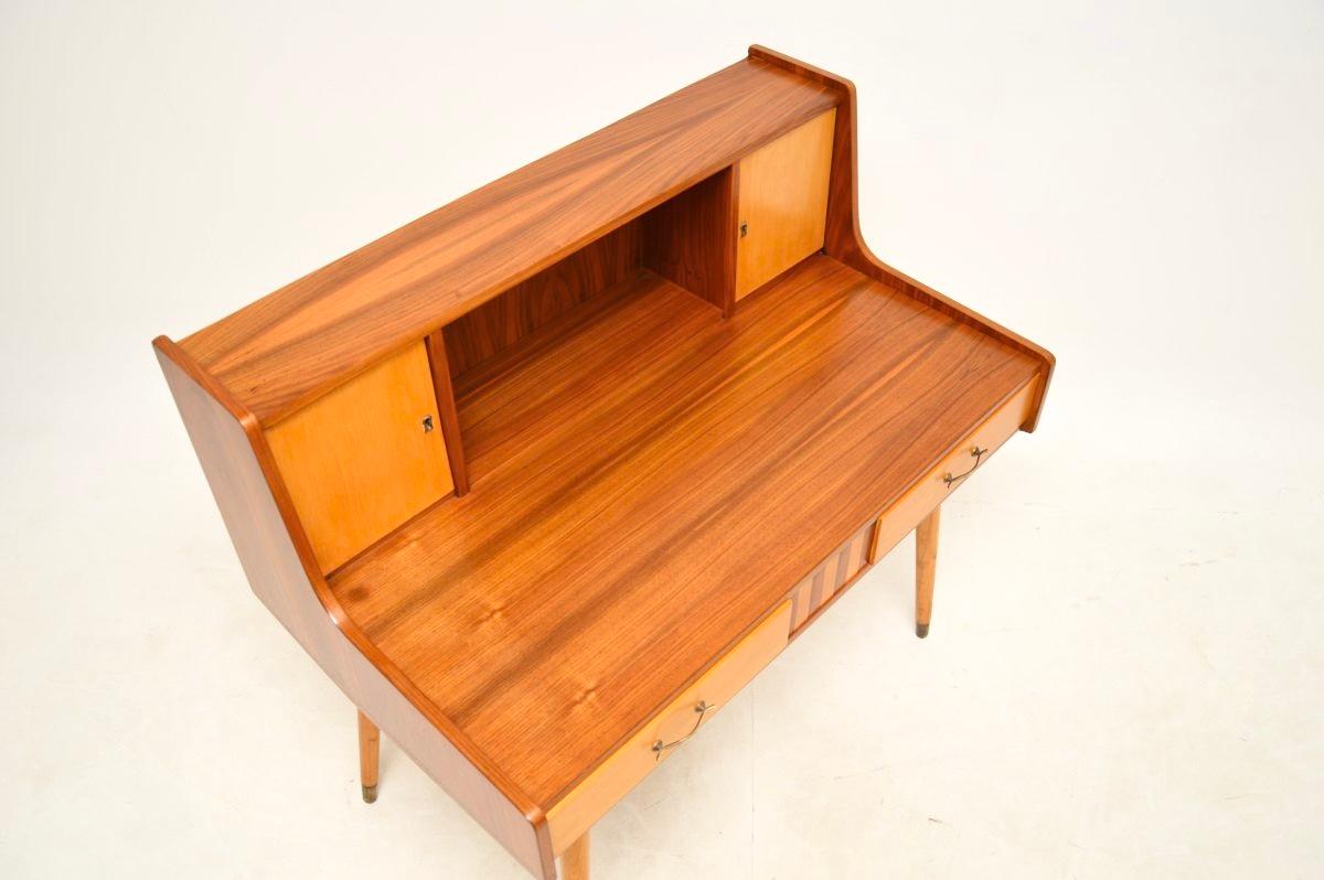 Satinwood Vintage Italian Walnut and Satin Wood Desk For Sale
