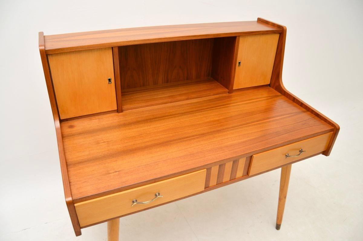 Vintage Italian Walnut and Satin Wood Desk For Sale 1