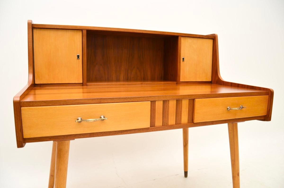 Vintage Italian Walnut and Satin Wood Desk For Sale 2