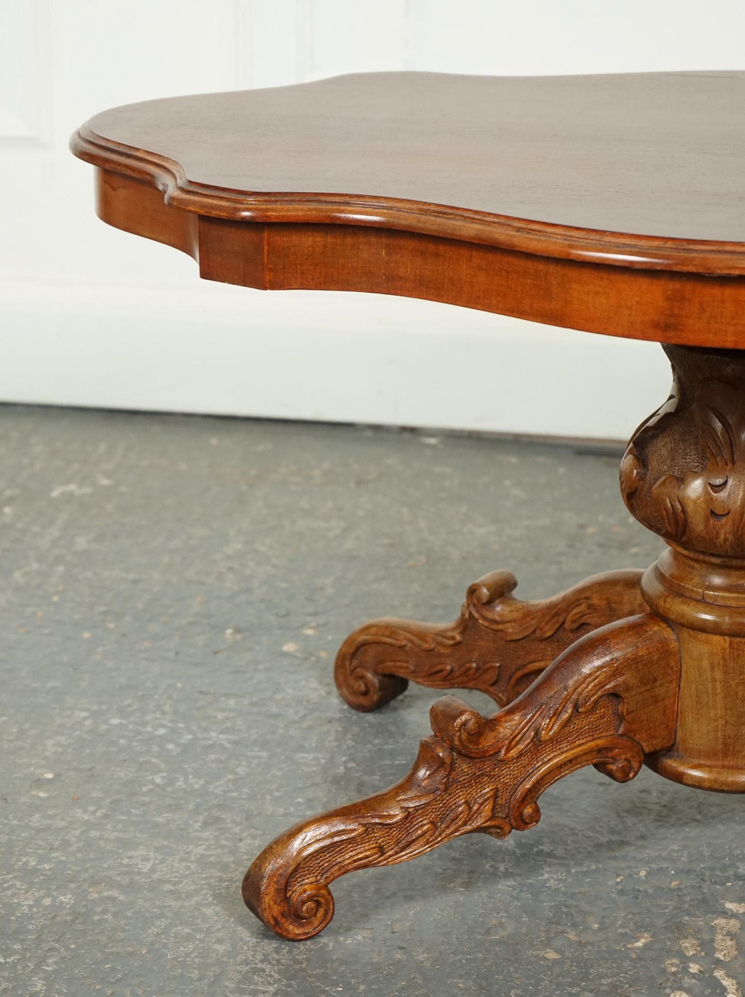 Hand-Crafted VINTAGE ITALiAN WALNUT BAROQUE COFFEE TABLE J1 For Sale
