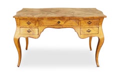 Vintage Italian Walnut Burl Louis XV Bombay Style Serpentine Writing Desk VGC
