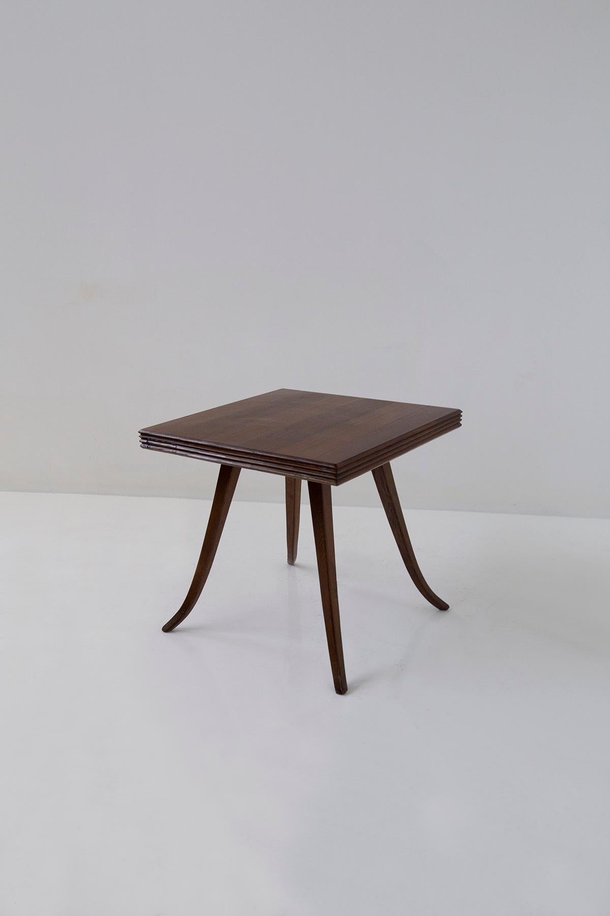 Vintage Italian Walnut Game Table with Grissinatura In Good Condition For Sale In Milano, IT