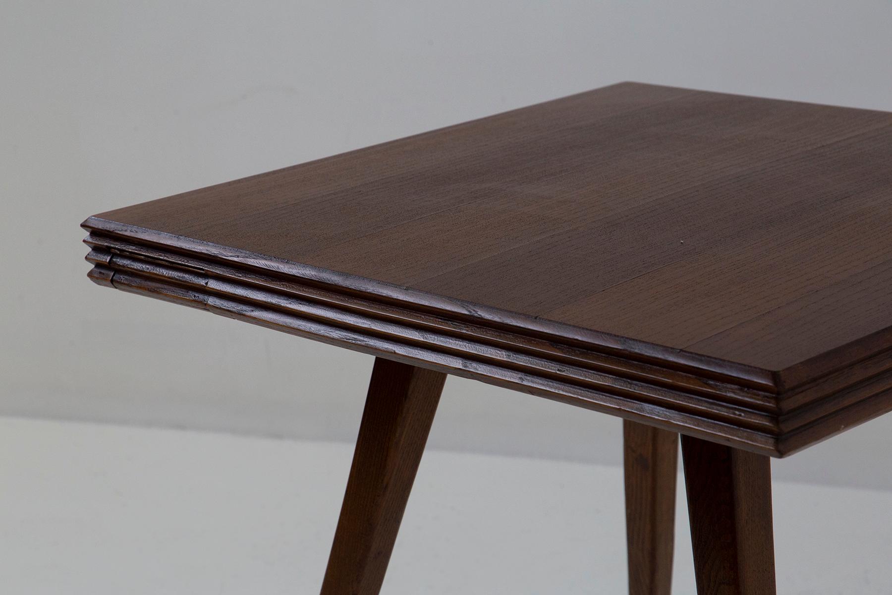 Mid-20th Century Vintage Italian Walnut Game Table with Grissinatura For Sale