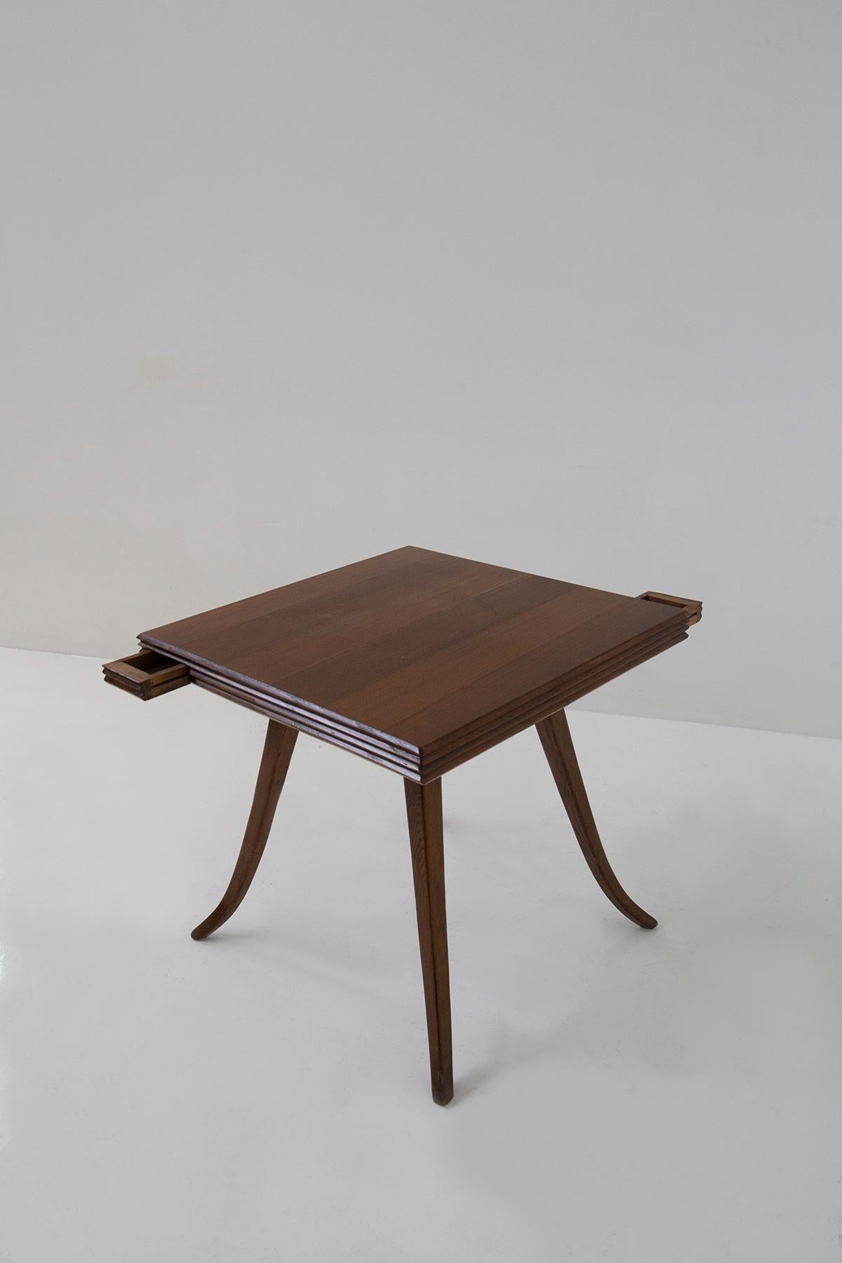 Vintage Italian Walnut Game Table with Grissinatura For Sale 4