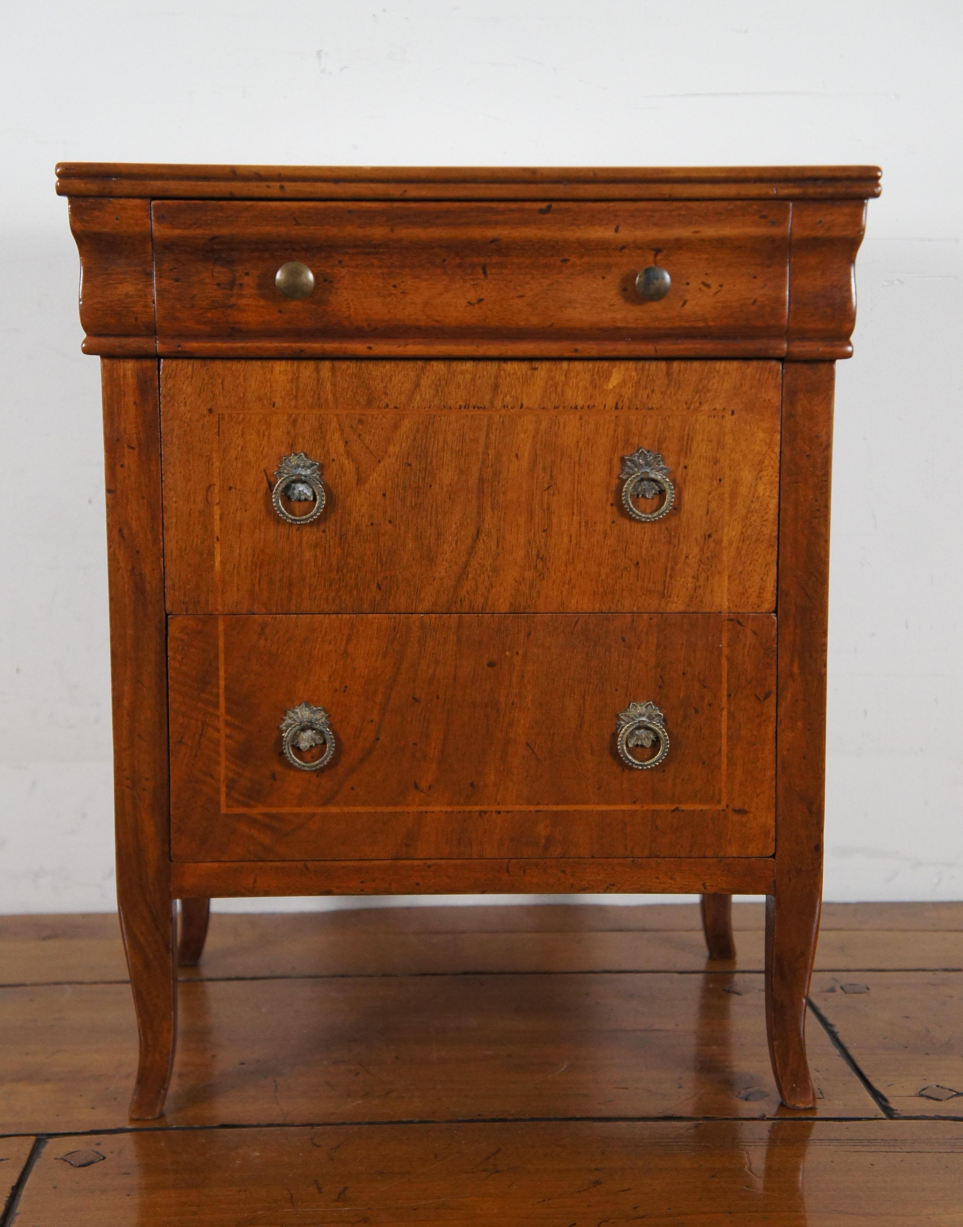 20th Century Vintage Italian Walnut Miniature Commodini Chest Commode Nightstand For Sale
