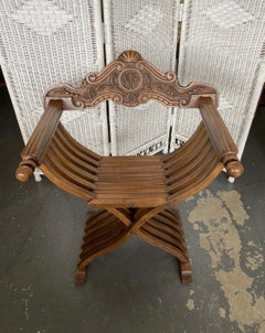 Vintage Italian Walnut Savonarola Folding Chair