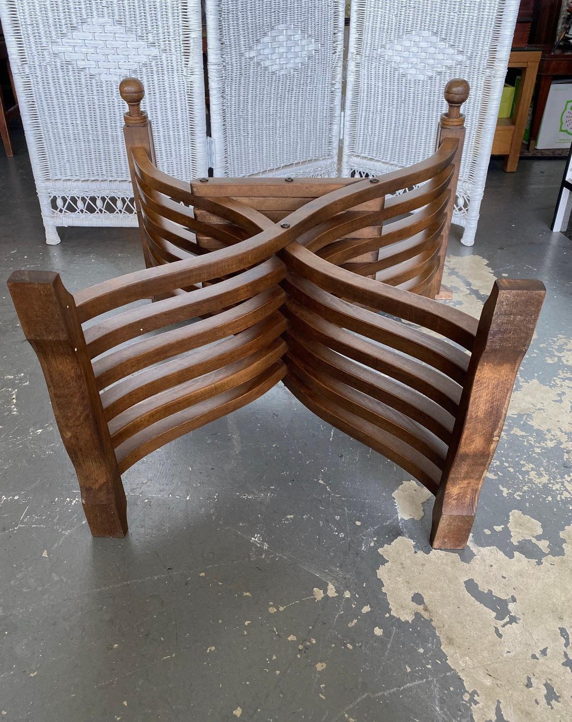 Vintage Italian Walnut Savonarola Folding Chair 2