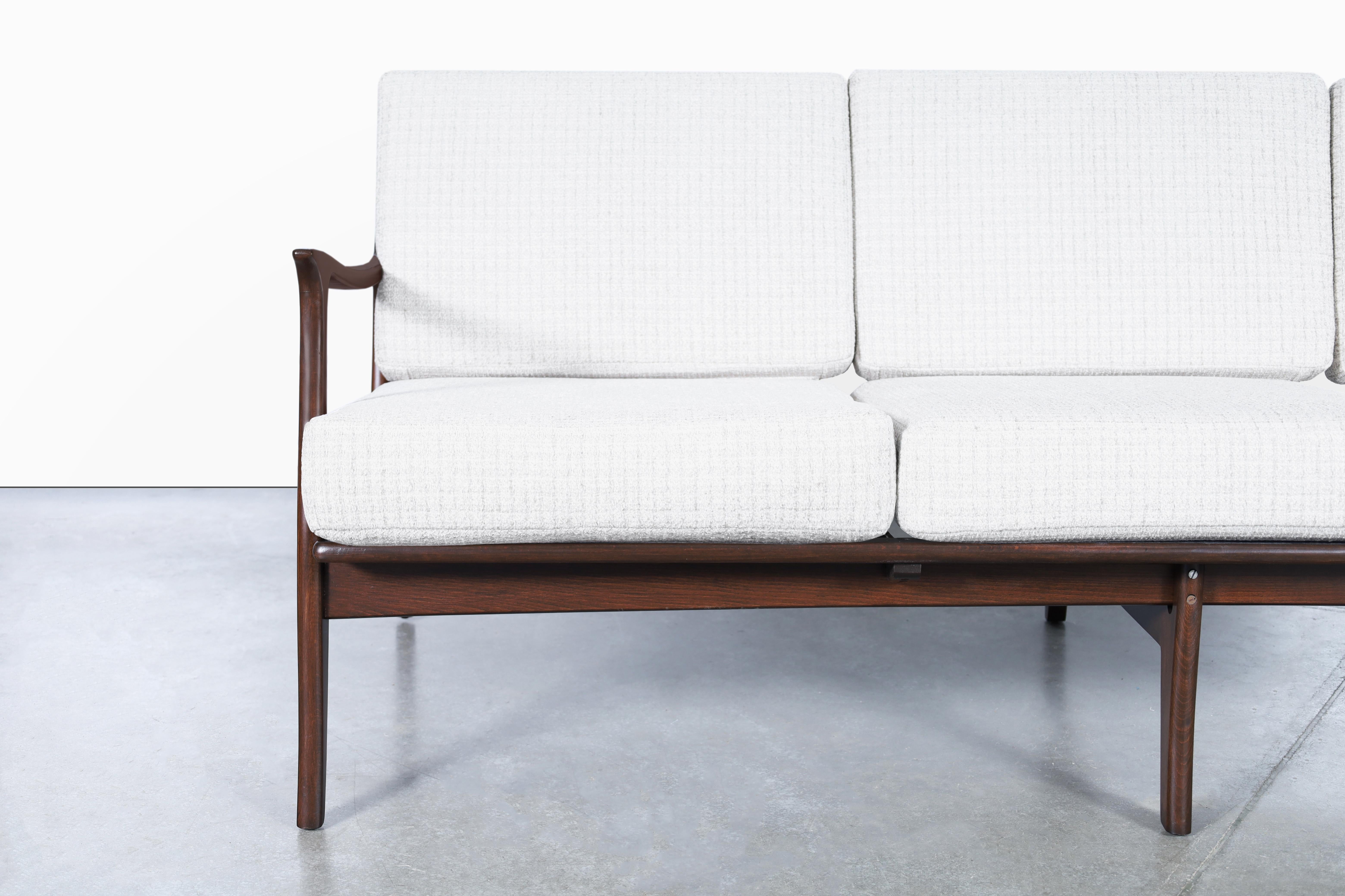 Mid-Century Modern Vintage Italian Walnut Sculptural Sofa