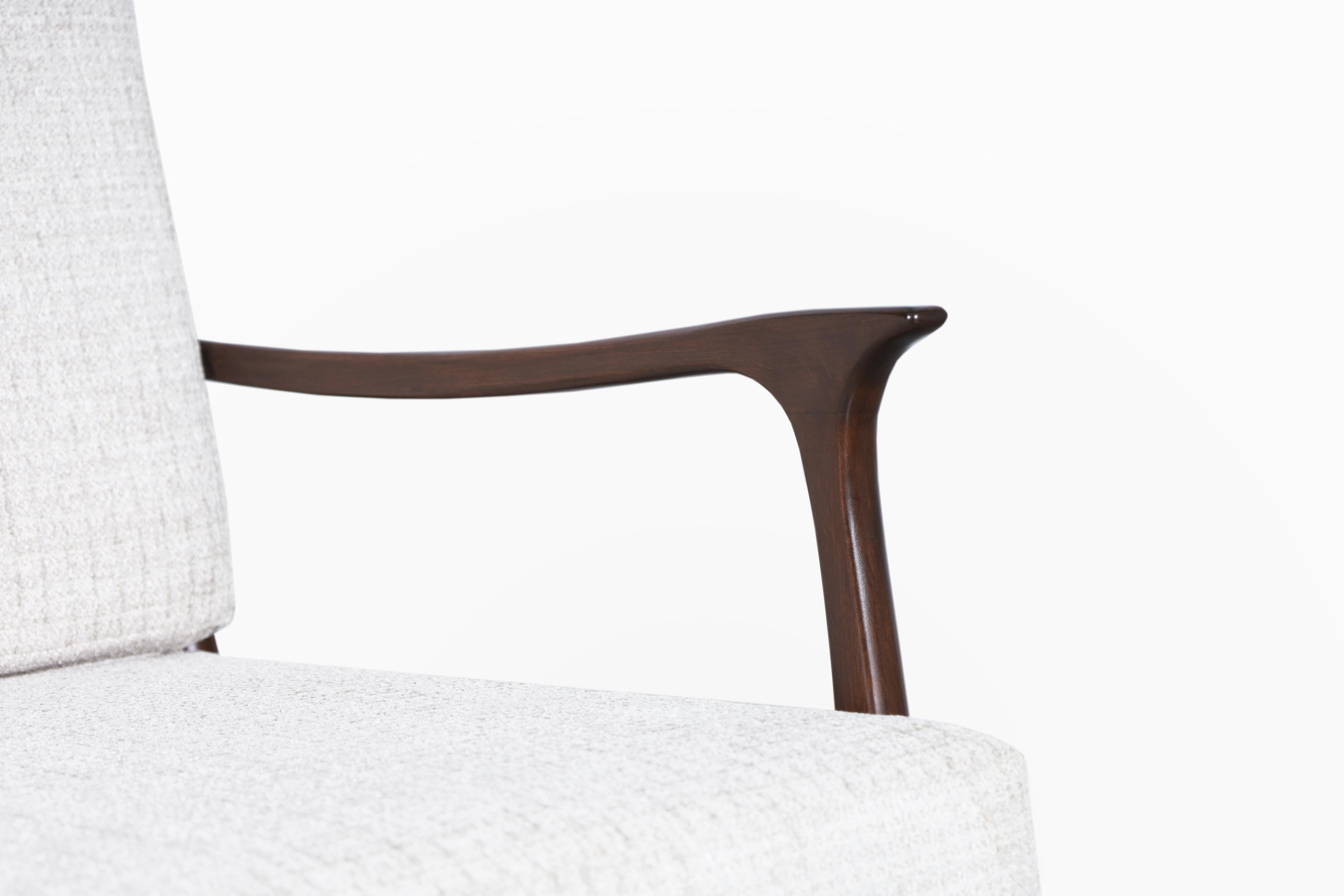 Fabric Vintage Italian Walnut Sculptural Sofa