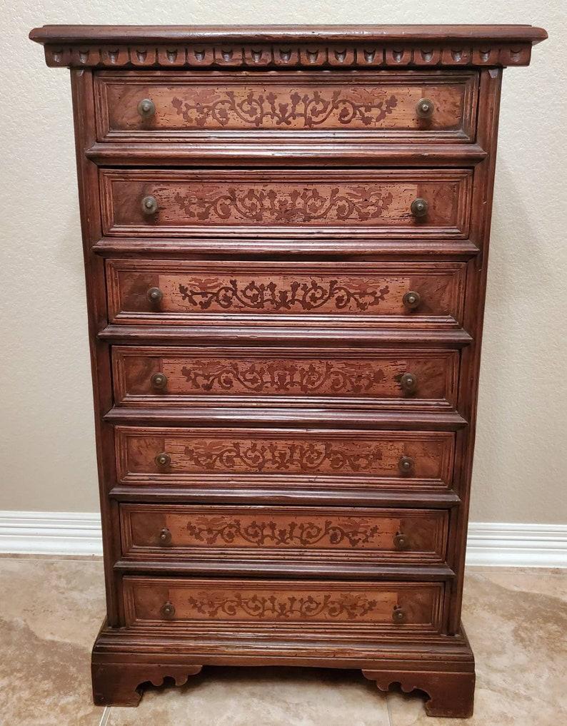 Vintage Italian Walnut Semainier Chest of Drawers In Good Condition In Forney, TX