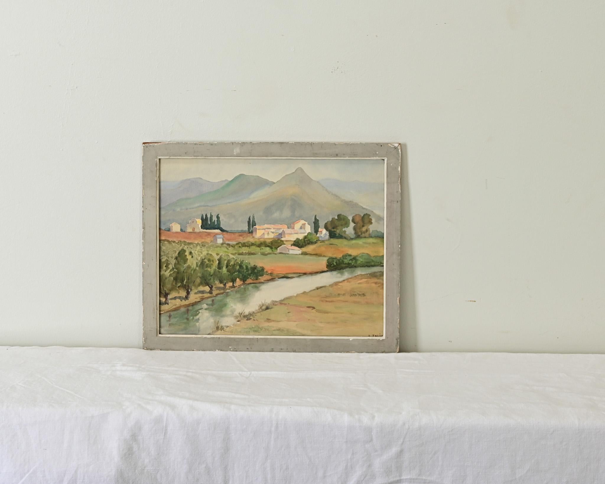 Moderno Pittura di paesaggio ad acquerello italiana d'epoca in vendita