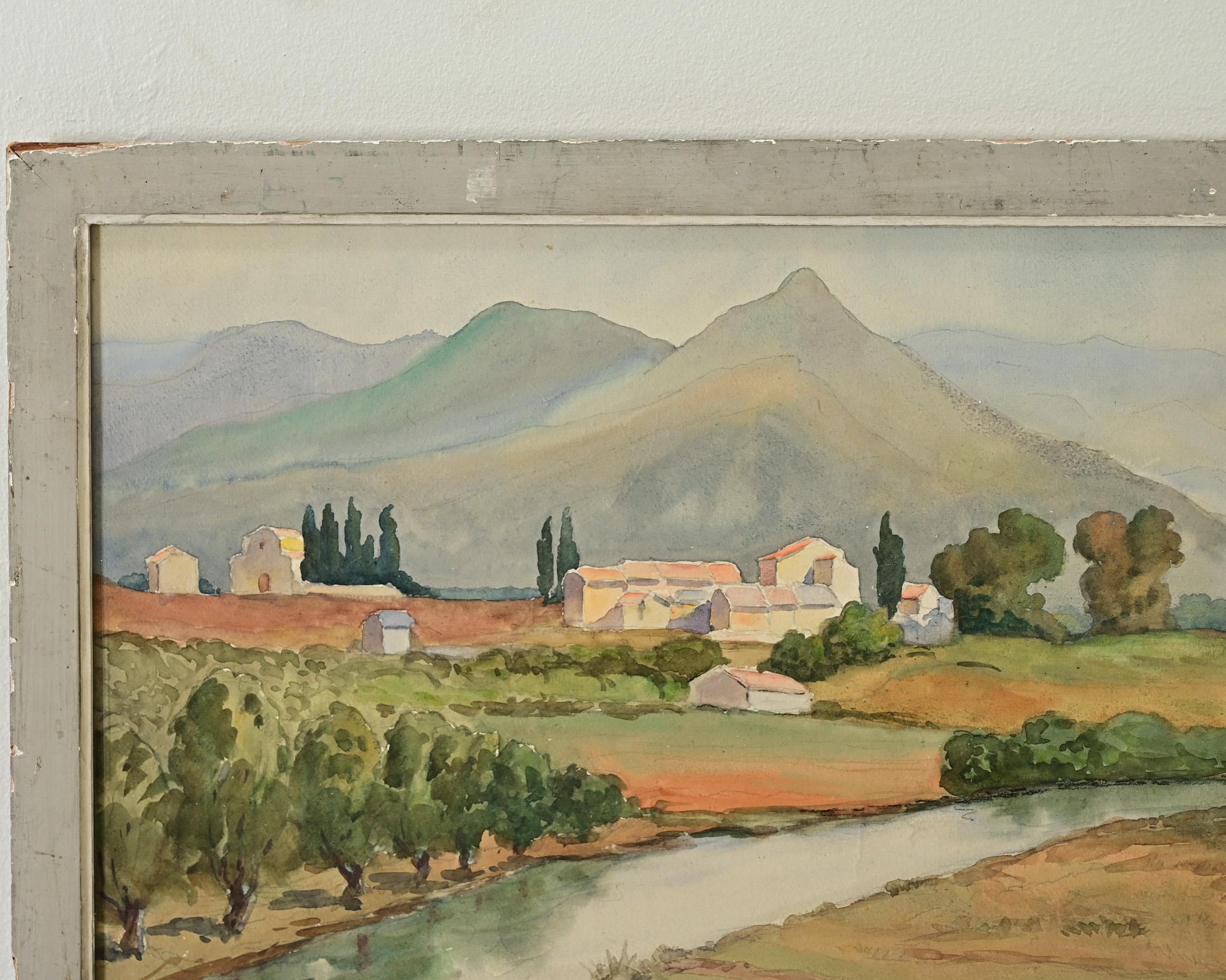 Altro Pittura di paesaggio ad acquerello italiana d'epoca in vendita