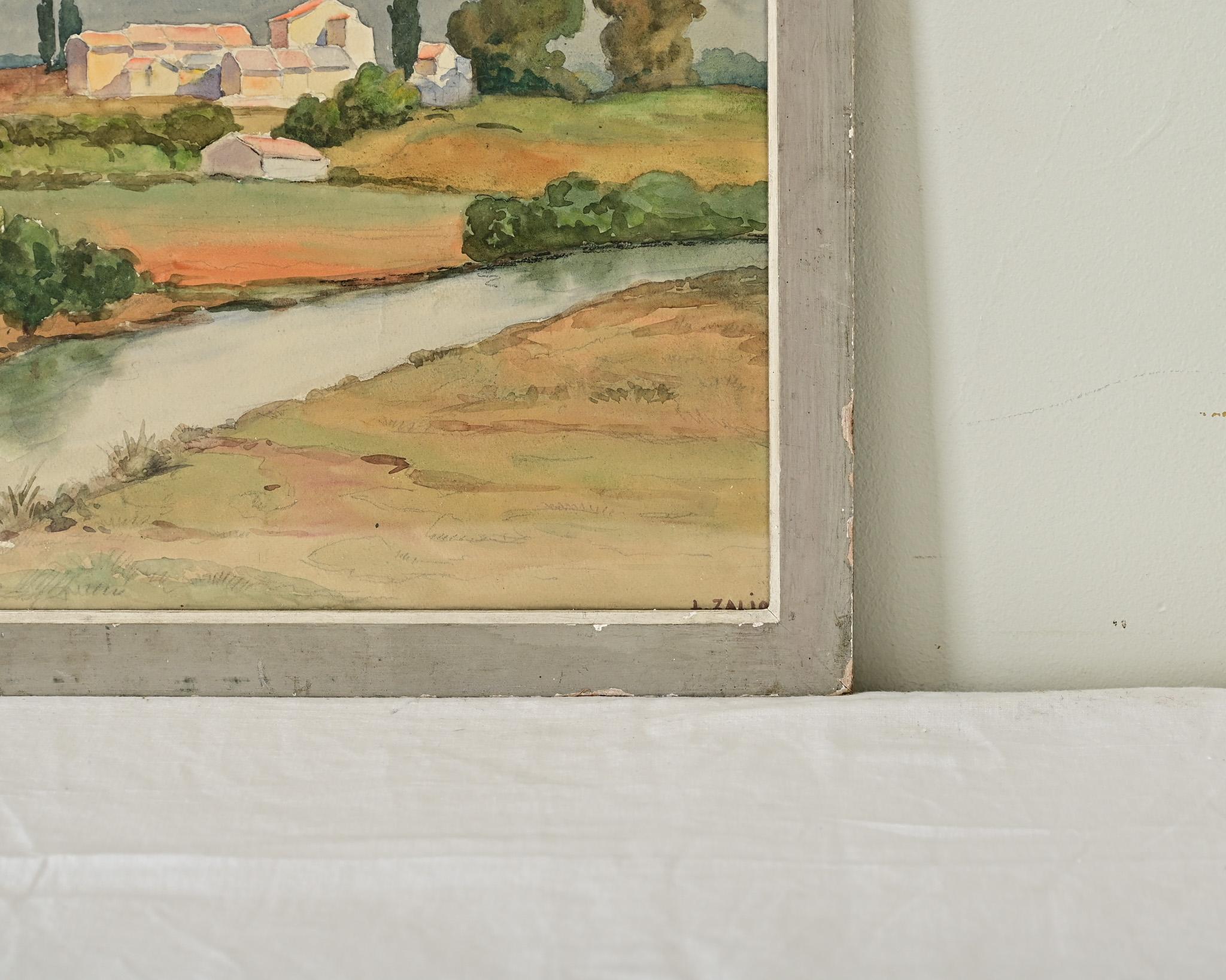 XX secolo Pittura di paesaggio ad acquerello italiana d'epoca in vendita