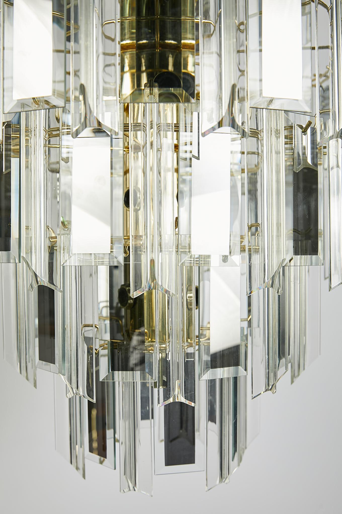 Vintage Italian Waterfall Chandelier with Lucite and Mirrored Prisms 6