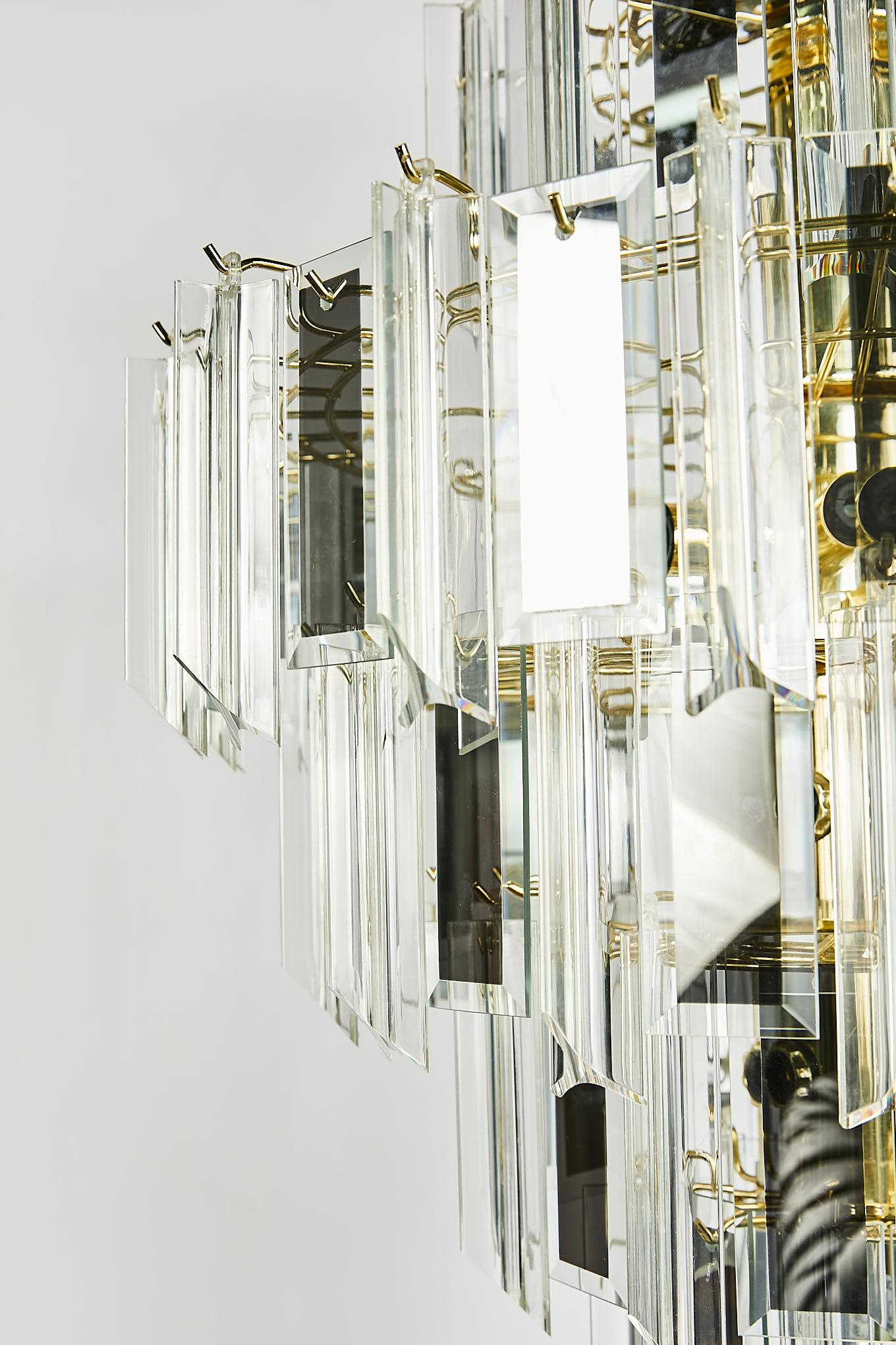 Vintage Italian Waterfall Chandelier with Lucite and Mirrored Prisms 3
