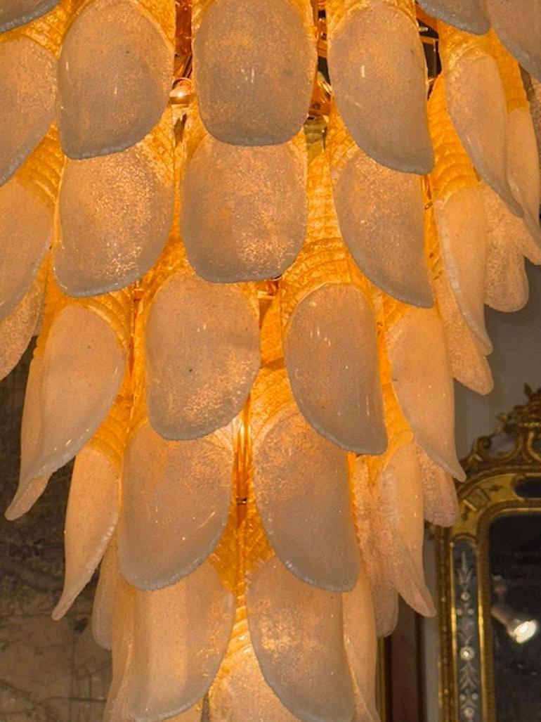 20th Century Vintage Italian Waterfall Two Tone Murano Glass Chandelier For Sale