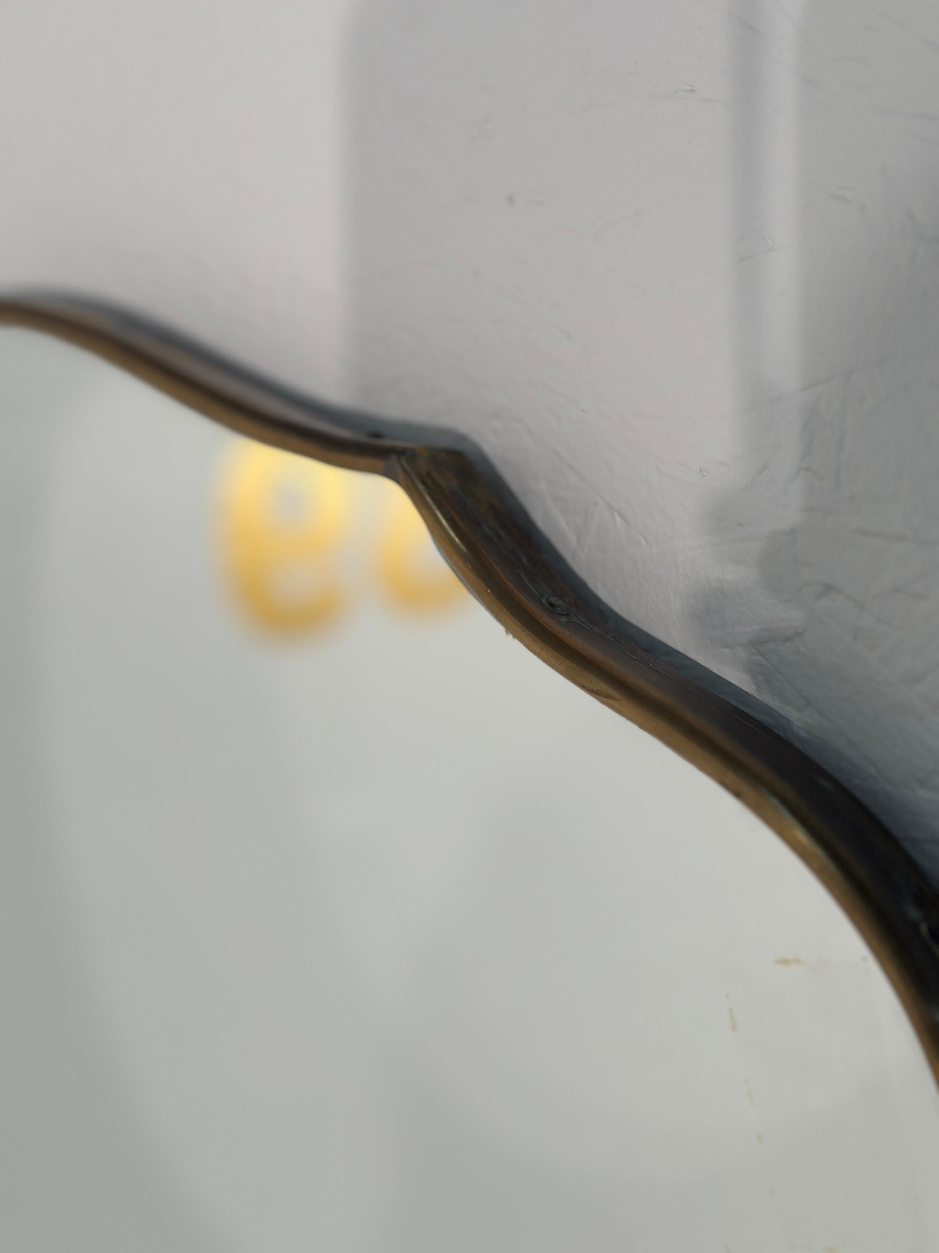Vintage Italian Wave Brass Wall Mirror 1960s In Good Condition In Los Angeles, CA