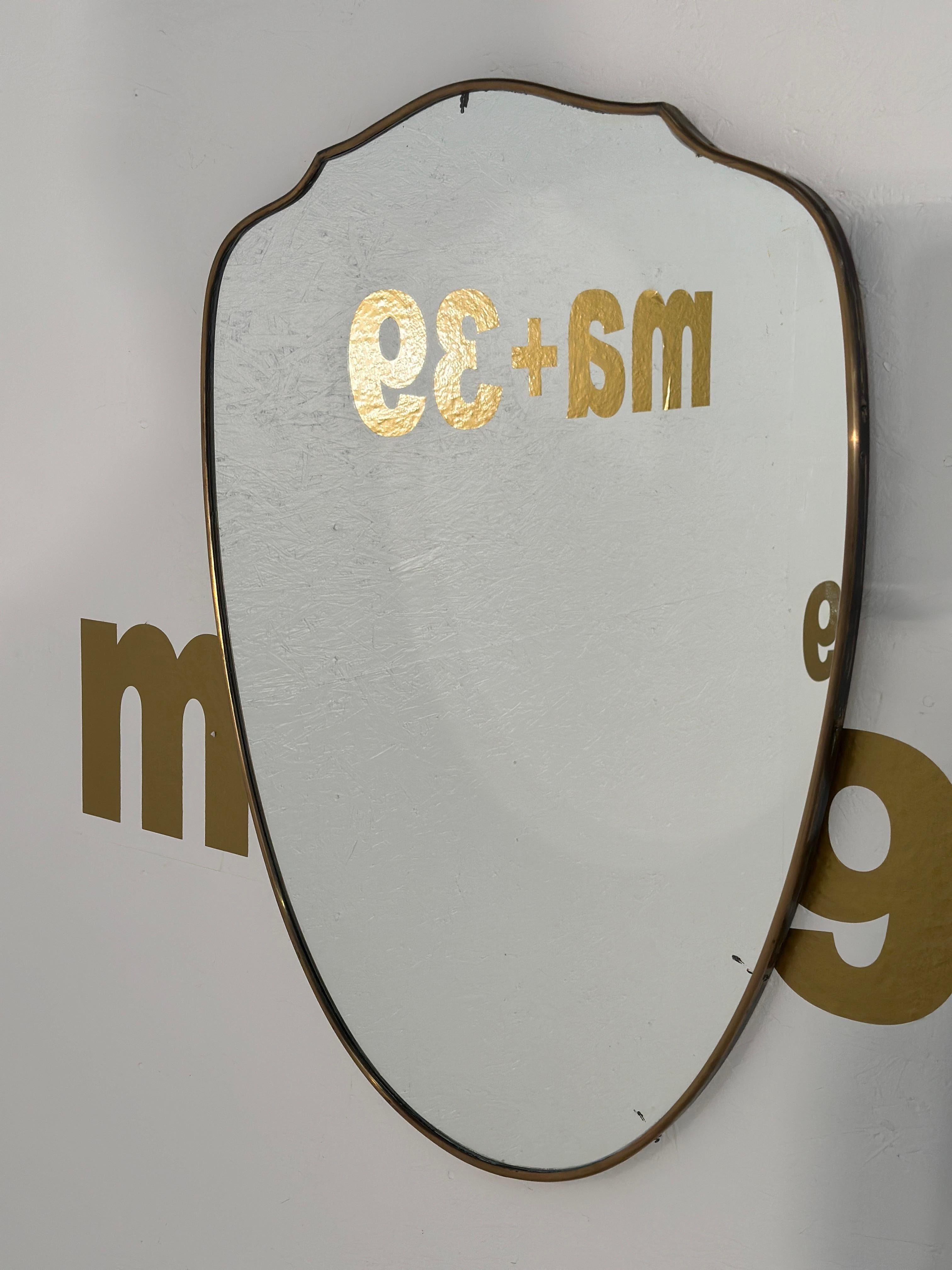Mid-20th Century Vintage Italian Wave Brass Wall Mirror 1960s