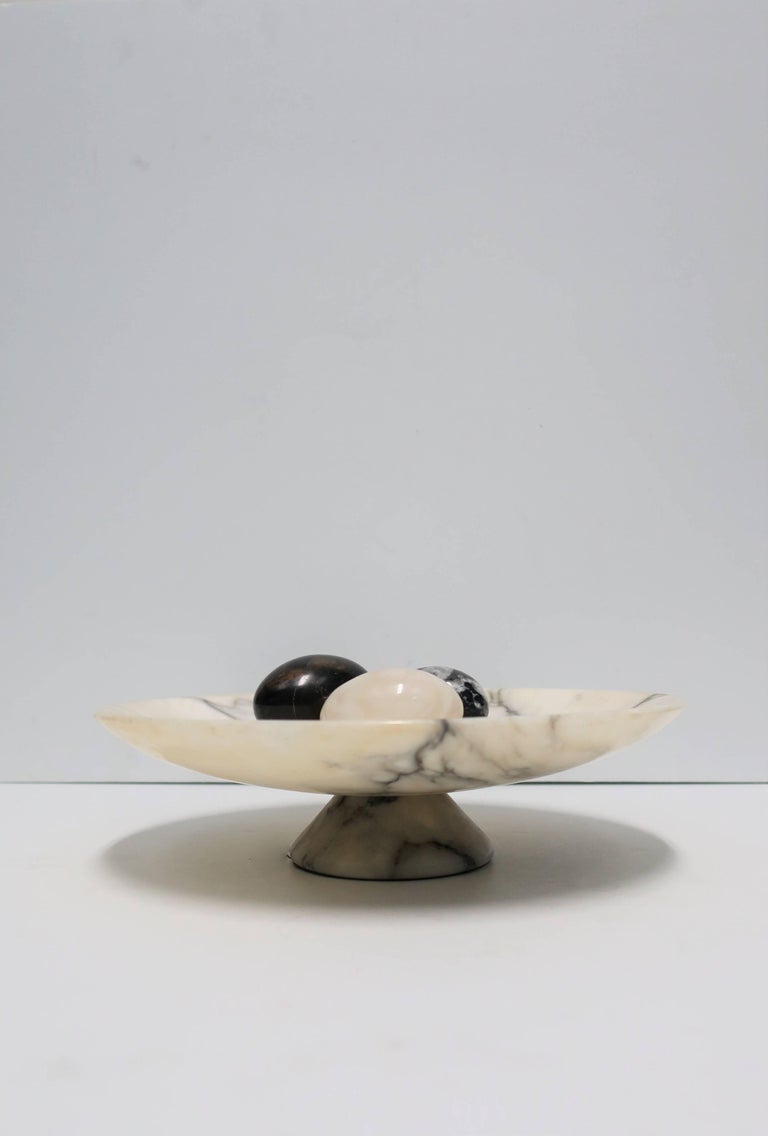 Italian Black and White Marble Tazza Compote or Centerpiece Bowl at