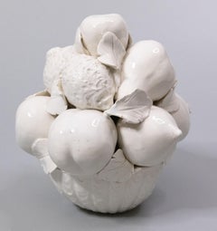 Vintage Italian White Blanc De Chine Fruit Topiary Basket