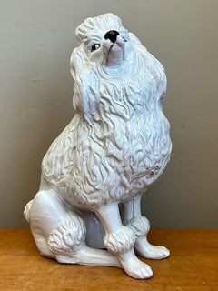 Vintage Italian White Ceramic Poodle Sculpture