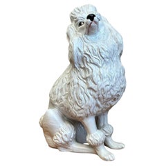 Vintage Italian White Ceramic Poodle Sculpture