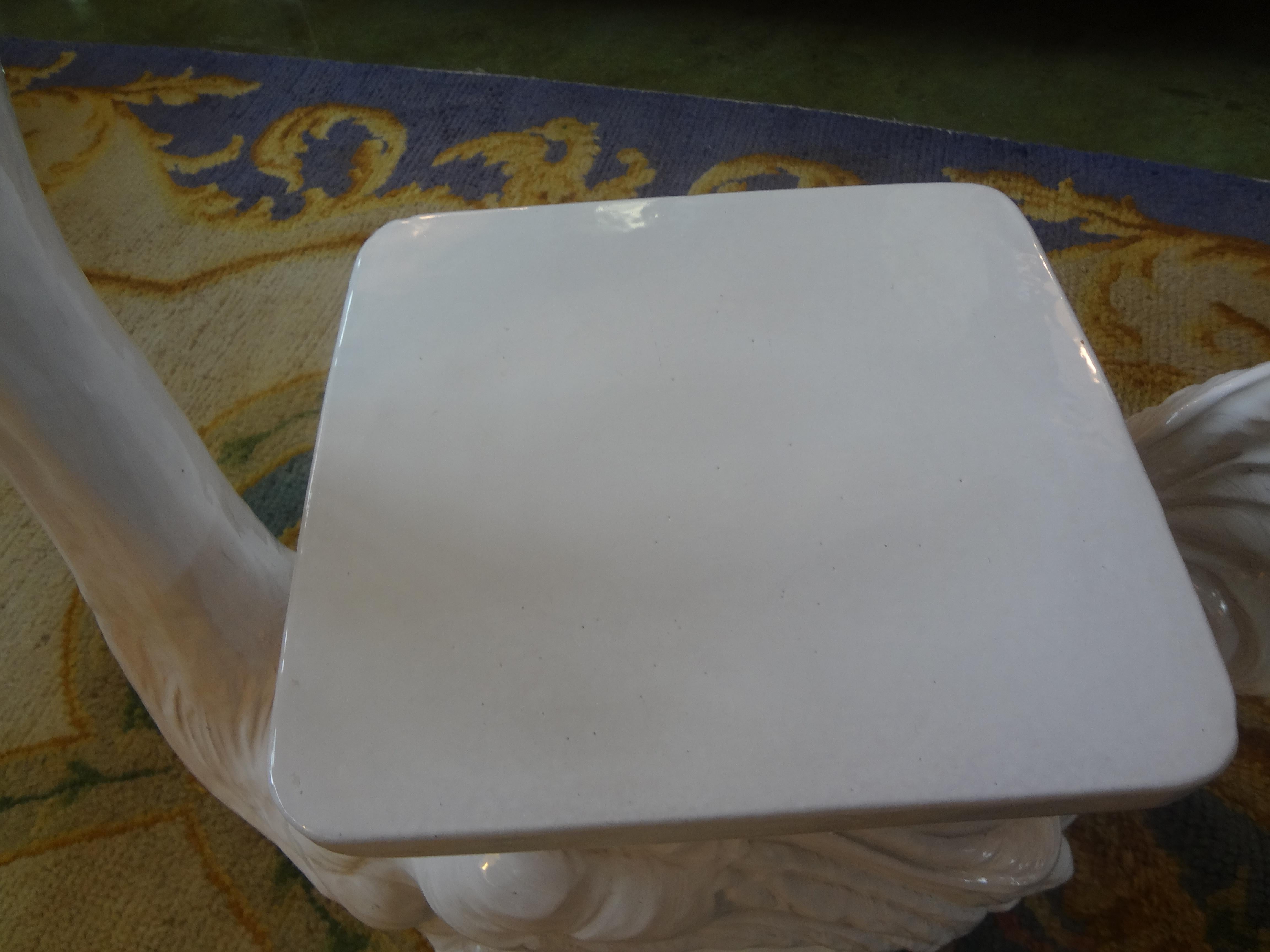 Vintage Italian White Glazed Terracotta Garden Seat or Table of an Ostrich In Good Condition In Houston, TX