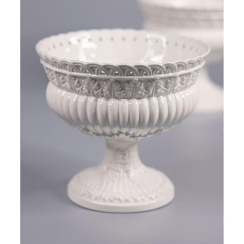 20th Century Vintage Italian White Porcelain Compotes Fruit Bowls Centerpieces, a Pair