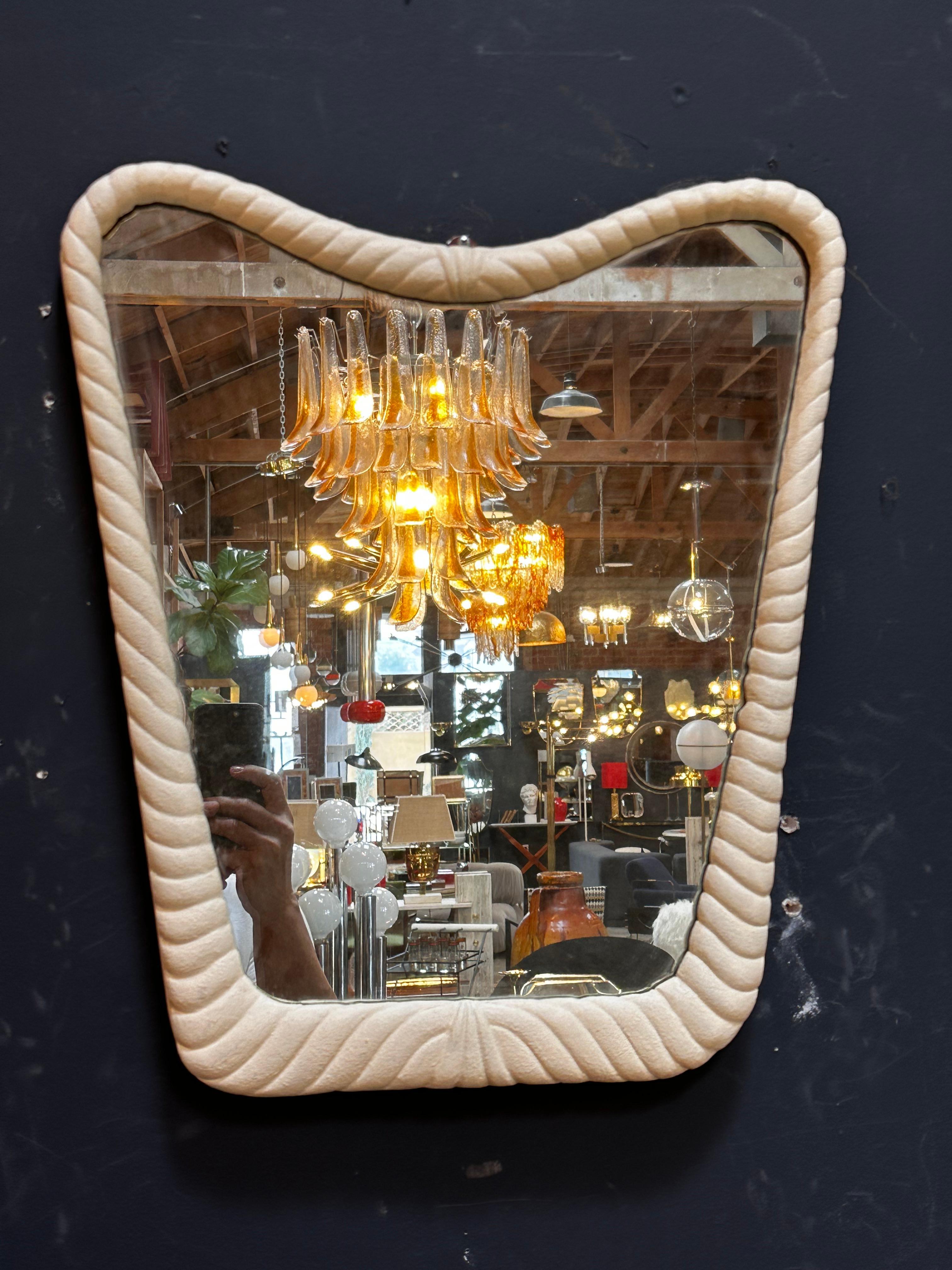 Vintage Italian White Wood Wall Mirror 1980s For Sale 3