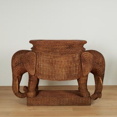 Vintage Italian Wicker Elephant Serving Bar