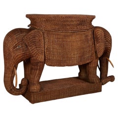 Vintage Italian Wicker Elephant Serving Bar