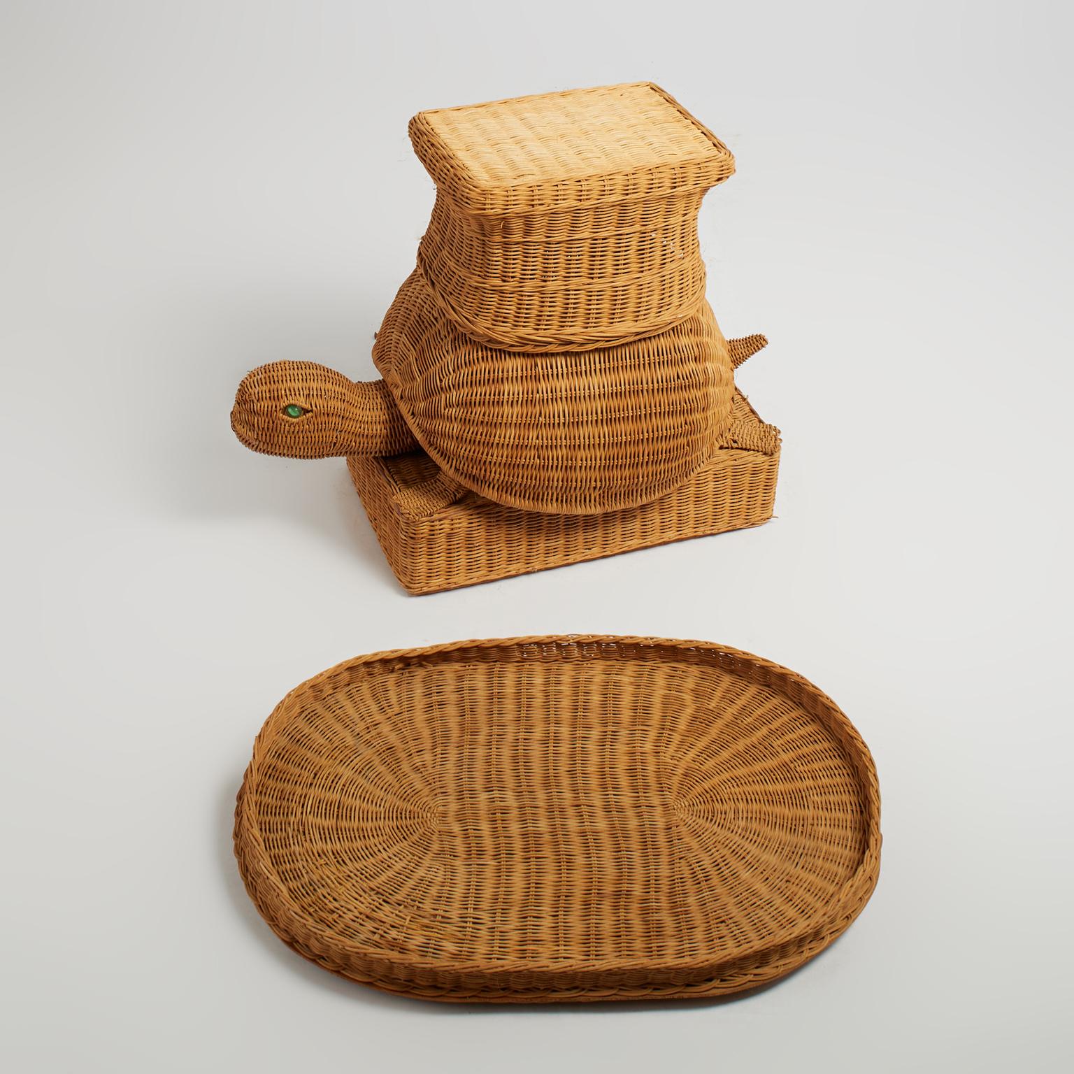 Vintage Italian Wicker Turtle Stand or Table 2