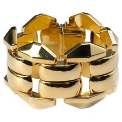 Retro Italian Wide Gold Tank Bracelet, Circa 1950