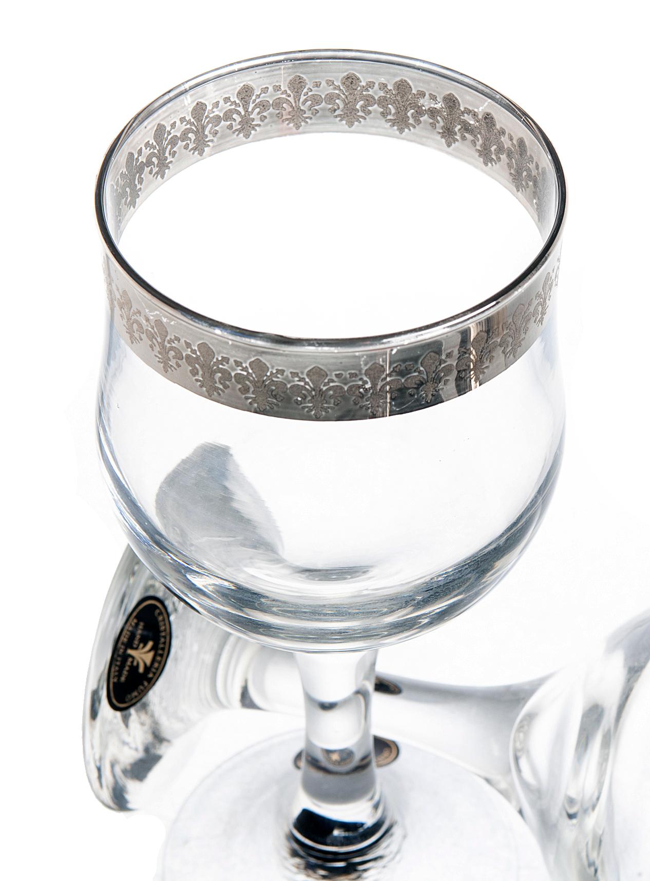 wine glass with silver rim