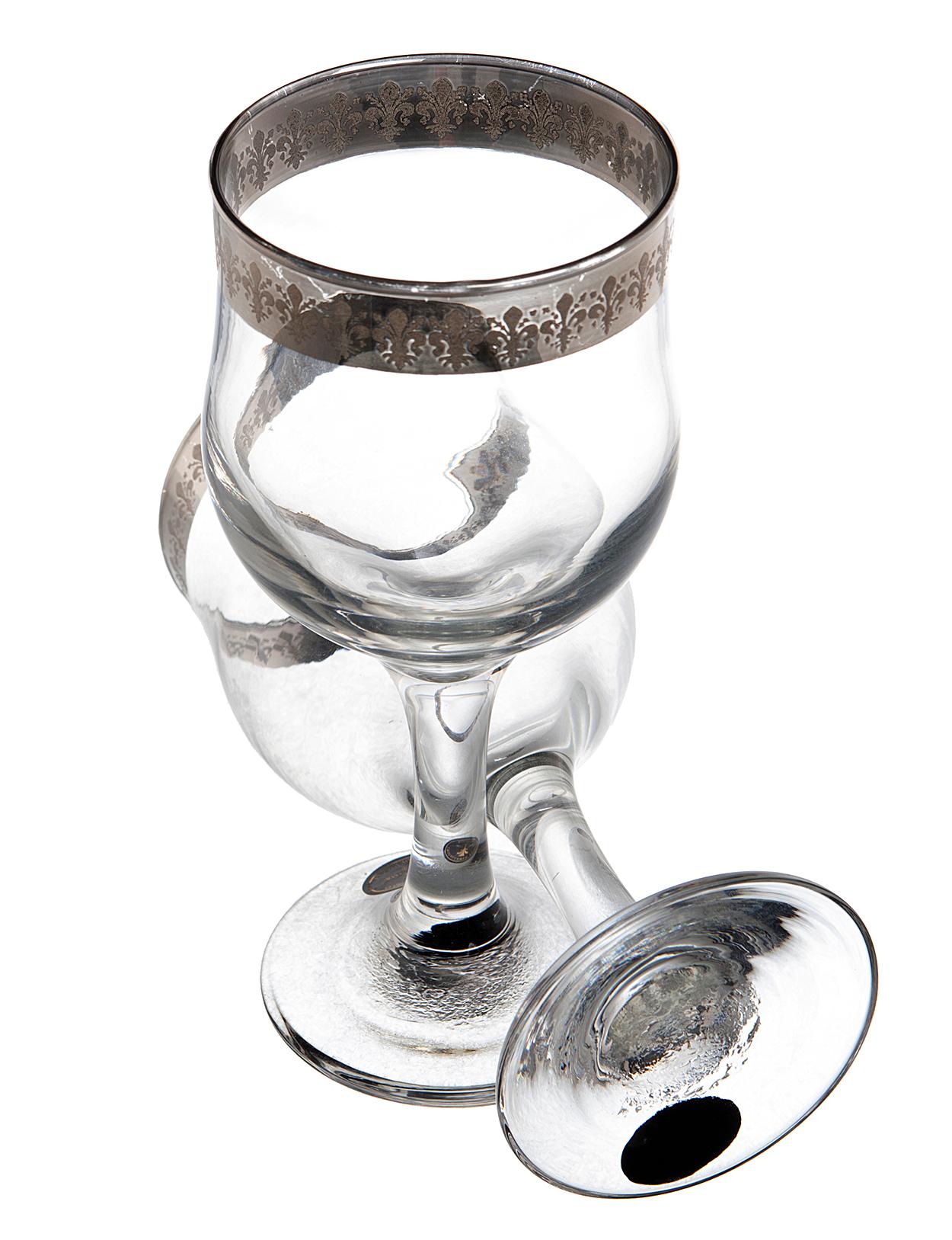 wine glasses with silver trim