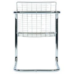 Set of 4 Vintage Italian Wire Chairs, Chrome & Metallic Thread, 1974