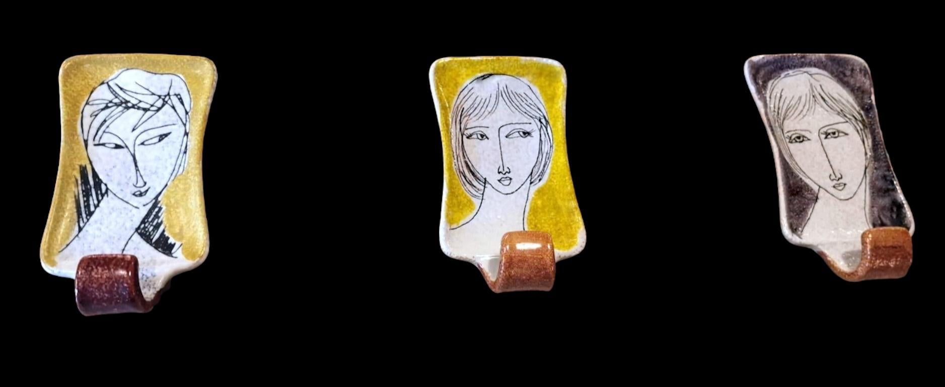Hand-Crafted Vintage Italian Wood And Ceramic Coat Rack By Artist Alvaro Cartei For Sale