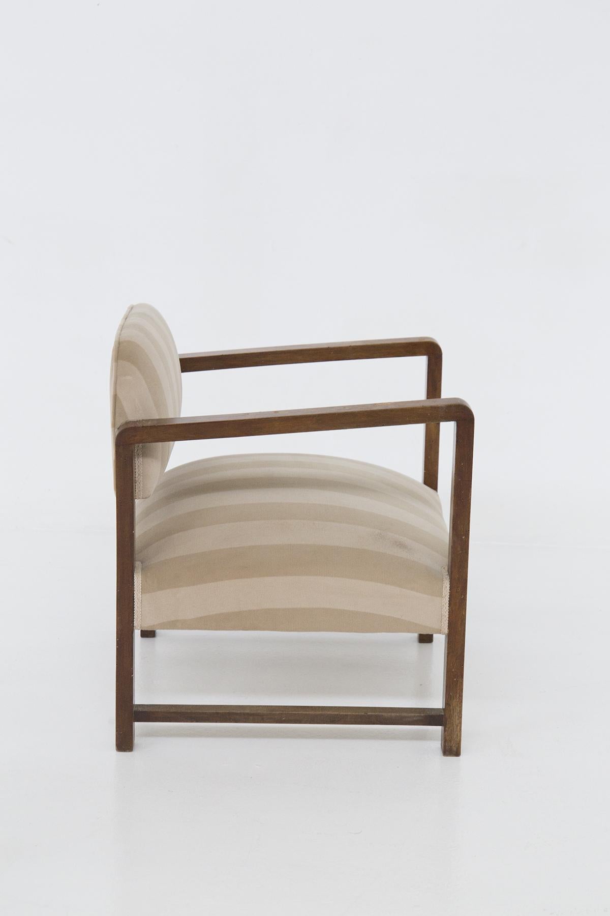 Mid-Century Modern Vintage Italian Wood and Fabric Armchairs
