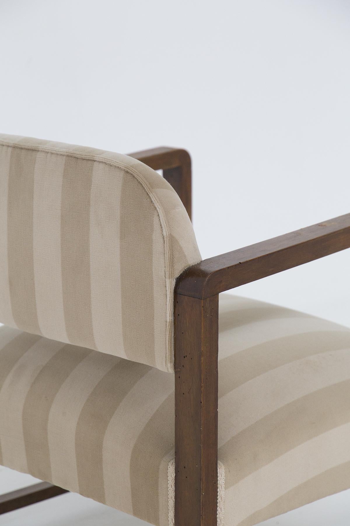 Mid-20th Century Vintage Italian Wood and Fabric Armchairs