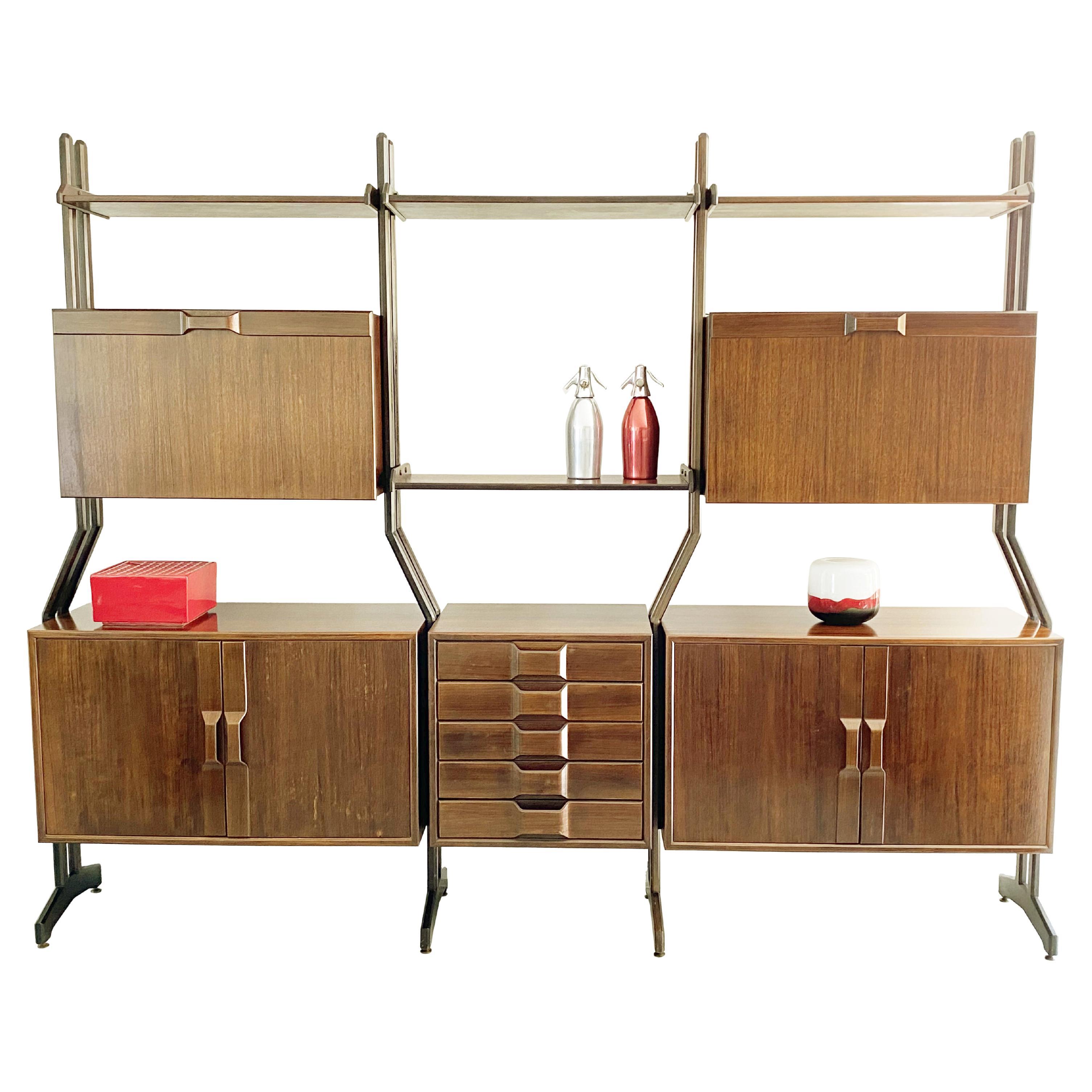 MidCentury Modern Oak Bookcase Free Standing in Manner of Kurt