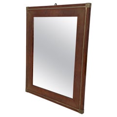 Vintage Italian Wood & Brass Wall Mirror 1980s